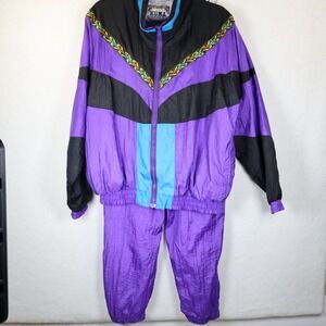 Vintage Kuma Sport Tracksuit Set Purple/Black/Teal Windbreaker Retro M